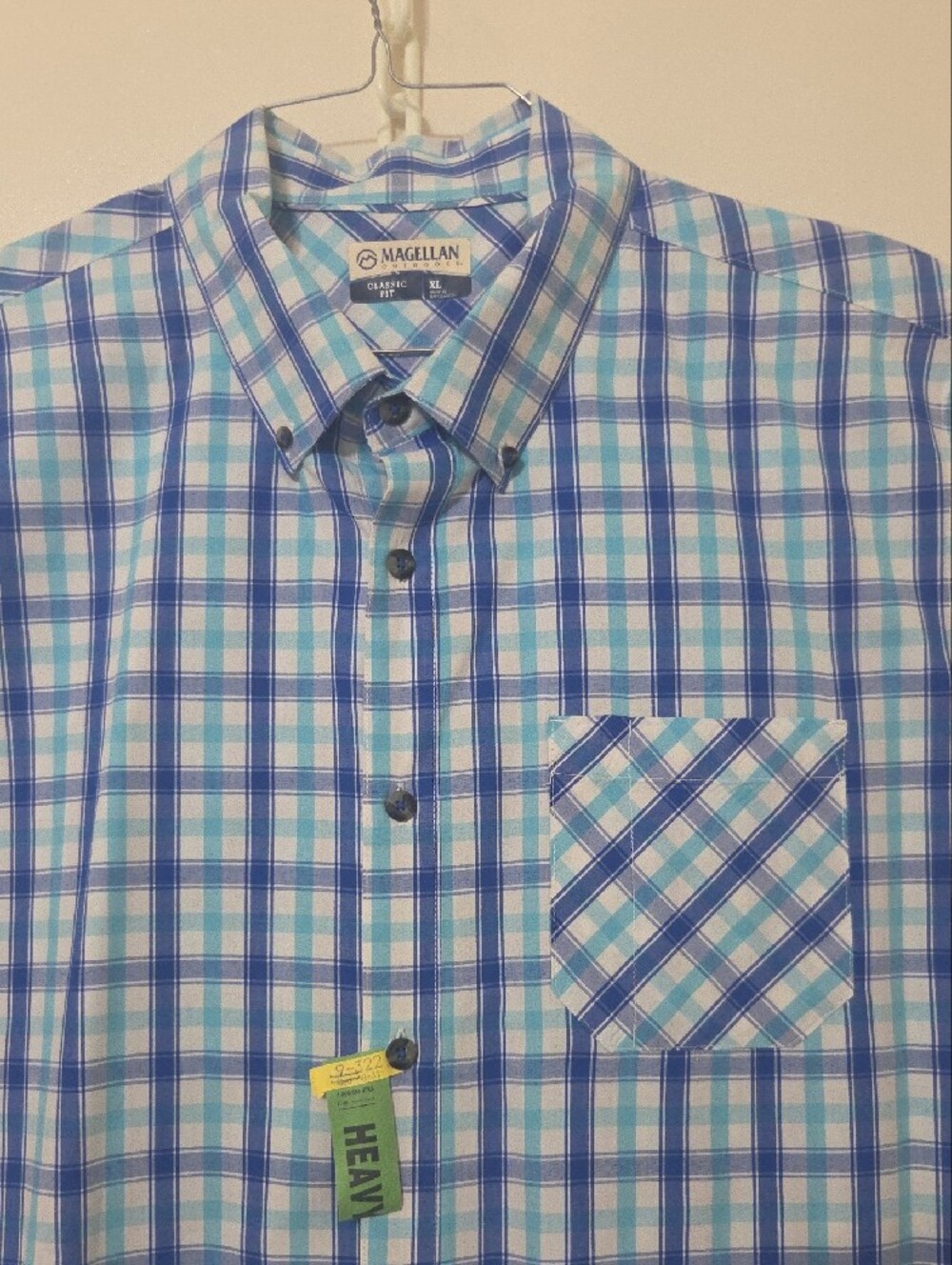 Magellan Outdoors Men’s Blue & Teal Plaid Short-Sleeve Button-Down Shirt - Sz XL - Picture 2 of 12